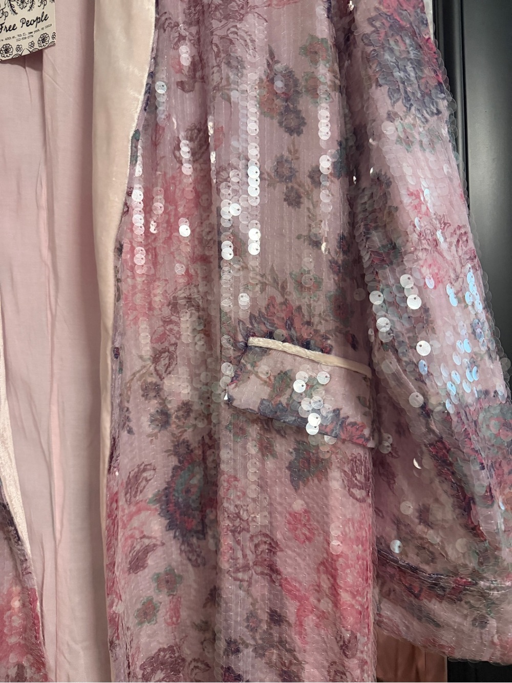 Free People Pink Sequin Floral Kimono Robe - Picture 7 of 10